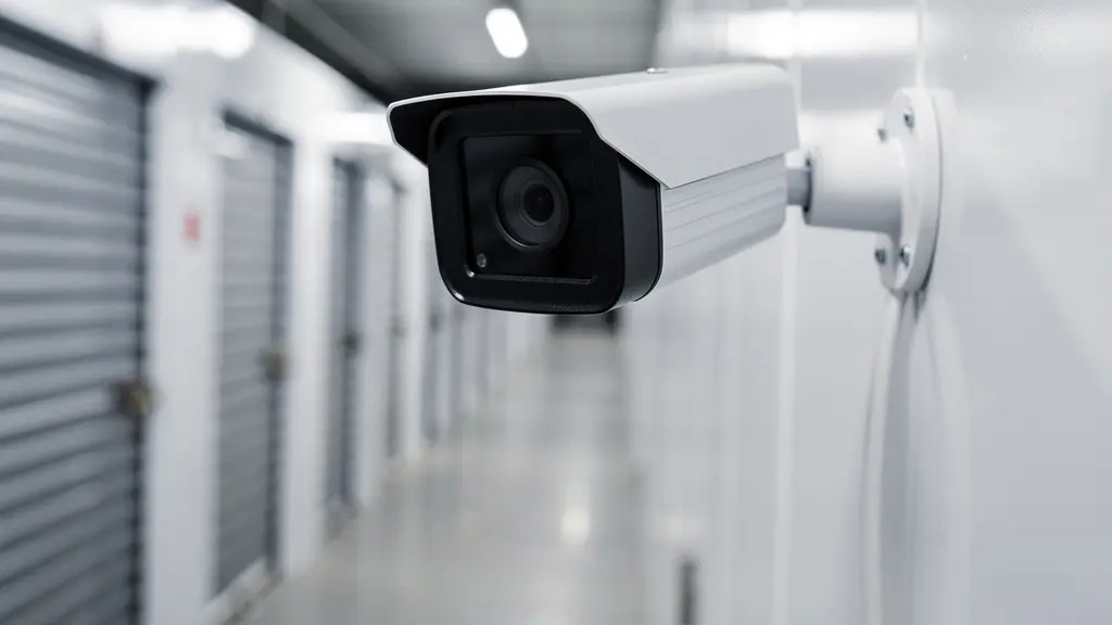 Caméra de surveillance dans un centre de self-stockage sécurisé