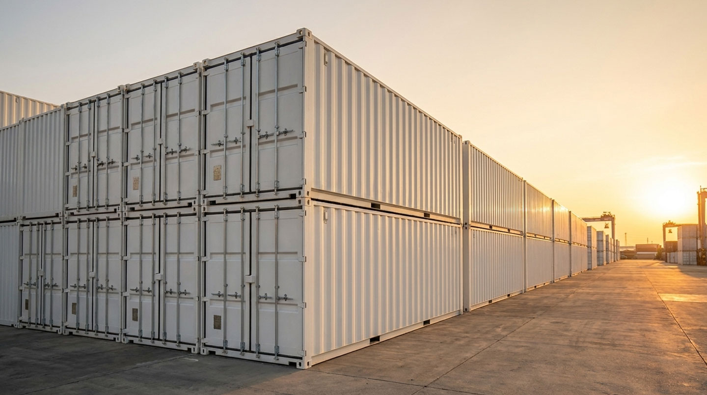 Responsable logistique inspectant un conteneur maritime dans un dépôt professionnel avant livraison